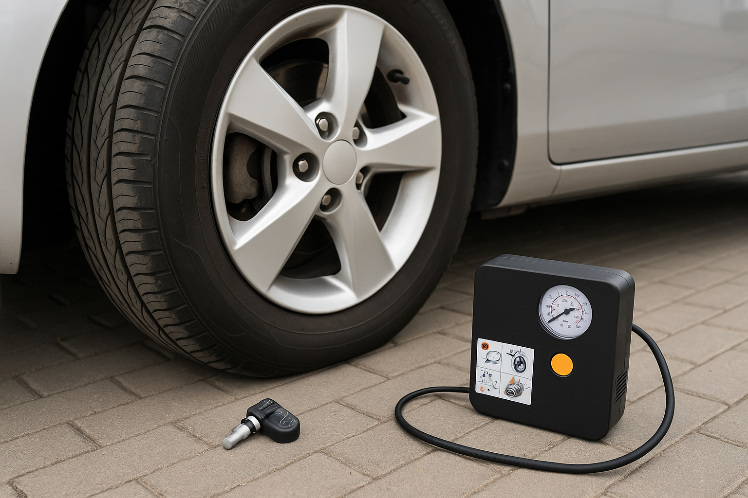 An toàn lốp xe với TPMS và bộ bơm vá