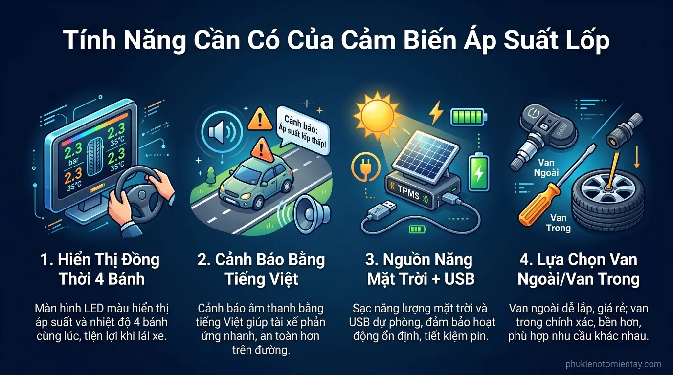 Infographic: cảm biến áp suất lốp ô tô