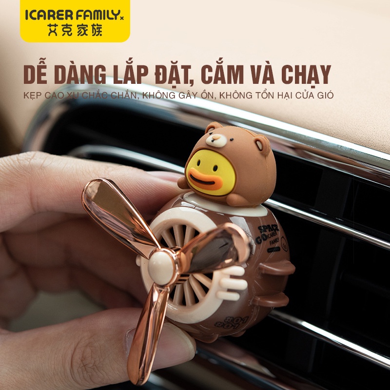 Nước hoa Ô tô cao cấp kẹp cửa gió điều hòa xe hơi tiểu đội Vịt Vàng DONO hoạt hình dễ thương 2