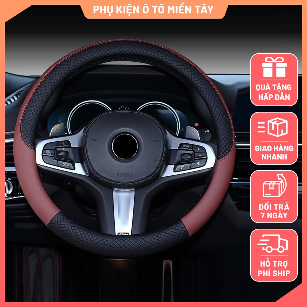 Bọc Vô Lăng Ô Tô Bằng Da Carbon Cao Cấp Chống Trơn Trượt Size 37cm-38cm Phù Hợp Với Mọi Dòng Xe Hơi 2