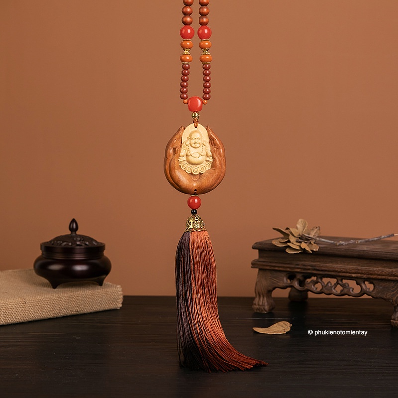 Dây Treo Trang Trí Ô tô Mặt Dây Chuyền Gỗ Bàn Tay, Hình Quan Âm Bồ Tát, Khánh Treo Xe Hơi Ô tô Phong Thủy 5