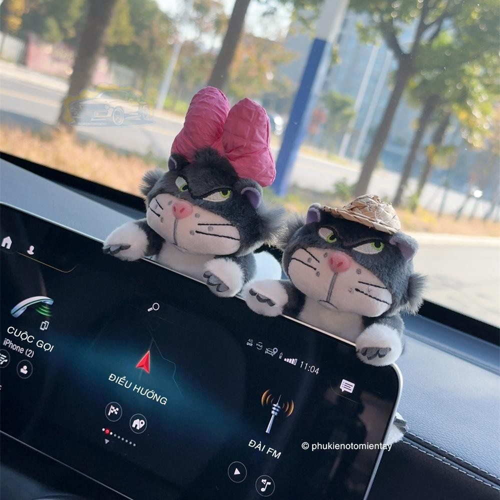 Trang Trí Ô tô Gấu Bông Hình Chú Mèo Dễ Thương Dán Màn Hình Điều Khiển hoặc Gương Chiếu Hậu Xe Hơi, Bàn Làm Việc 3