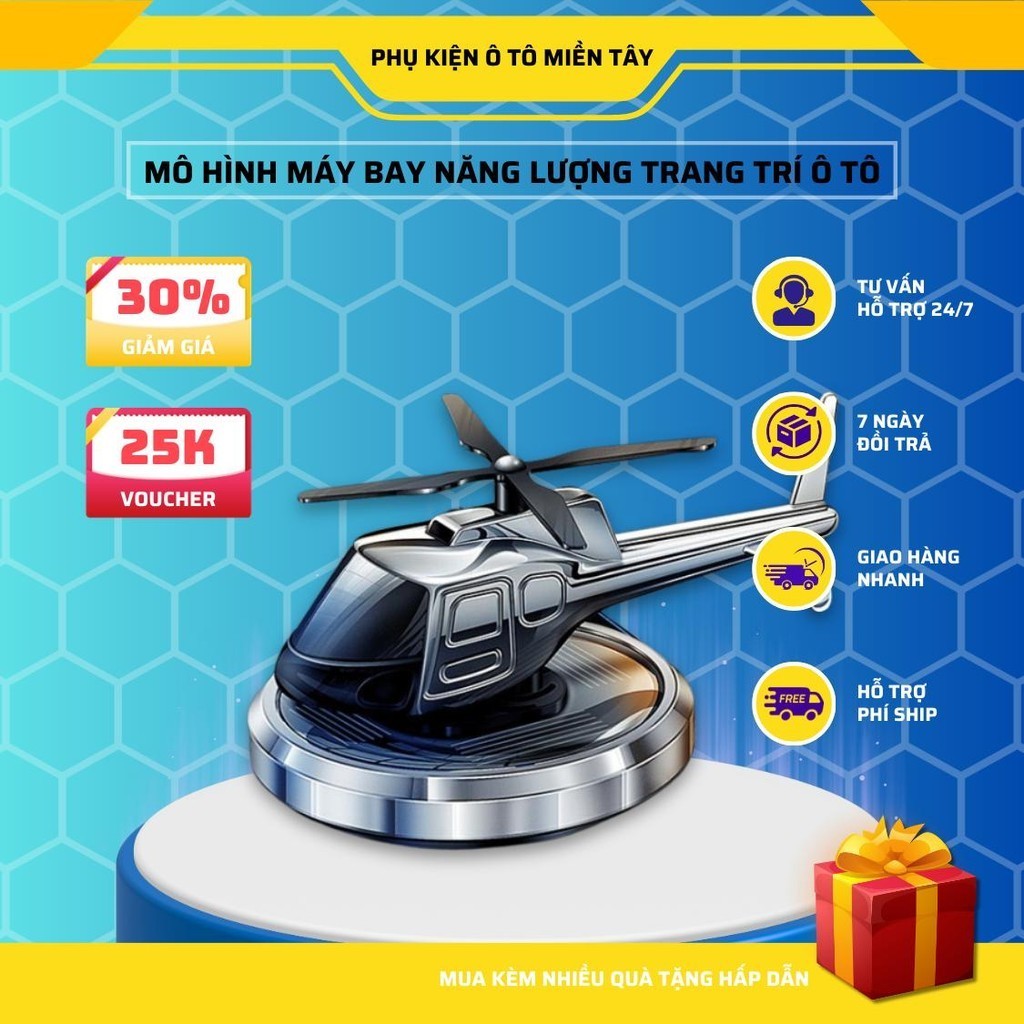 Trang Trí Ô tô  Máy Bay Năng Lượng Mặt Trời Khuếch Tán Hương Thơm, Khử Mùi Xe, Mô Hình Máy Bay Trực Thăng
