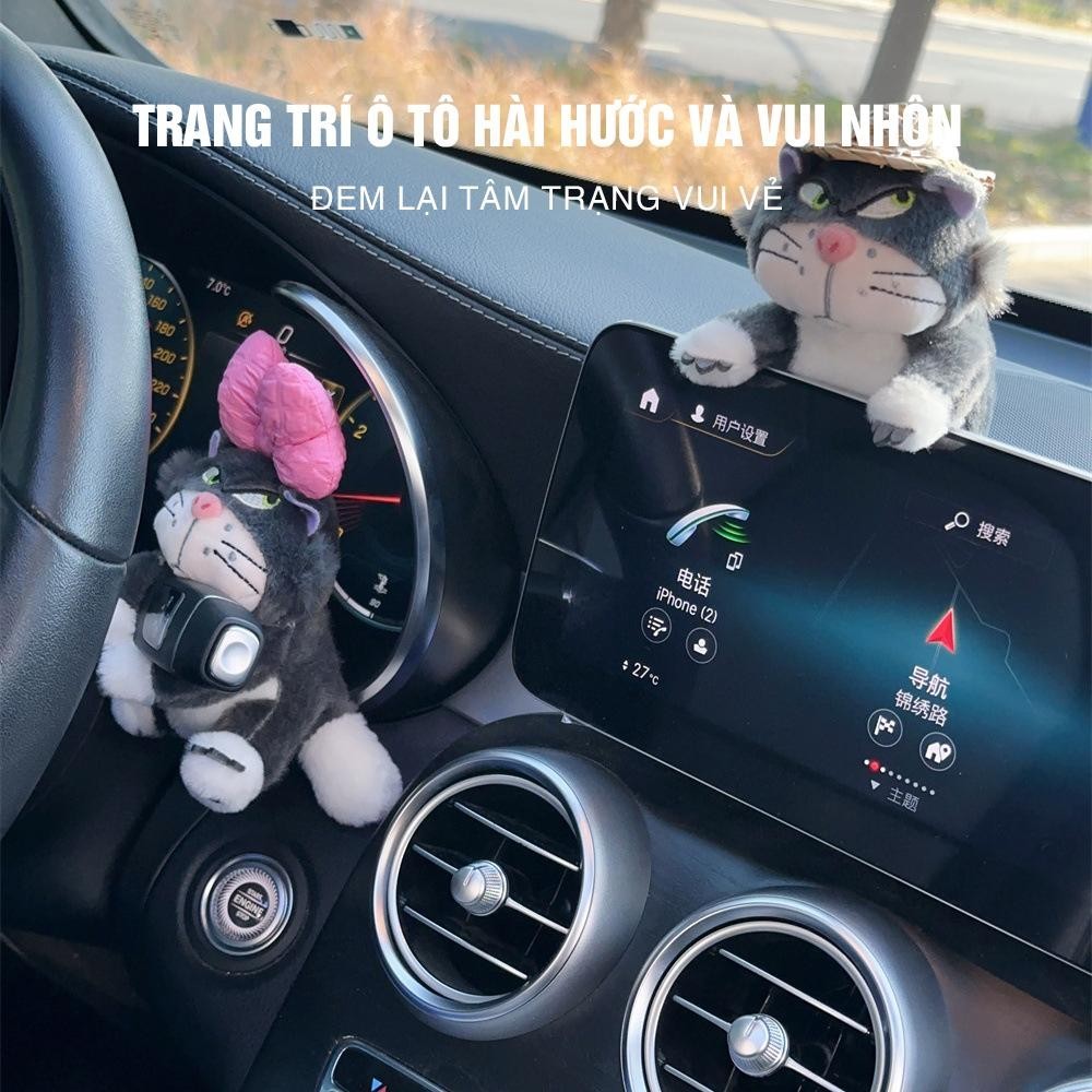 Trang Trí Ô tô Gấu Bông Hình Chú Mèo Dễ Thương Dán Màn Hình Điều Khiển hoặc Gương Chiếu Hậu Xe Hơi, Bàn Làm Việc 2