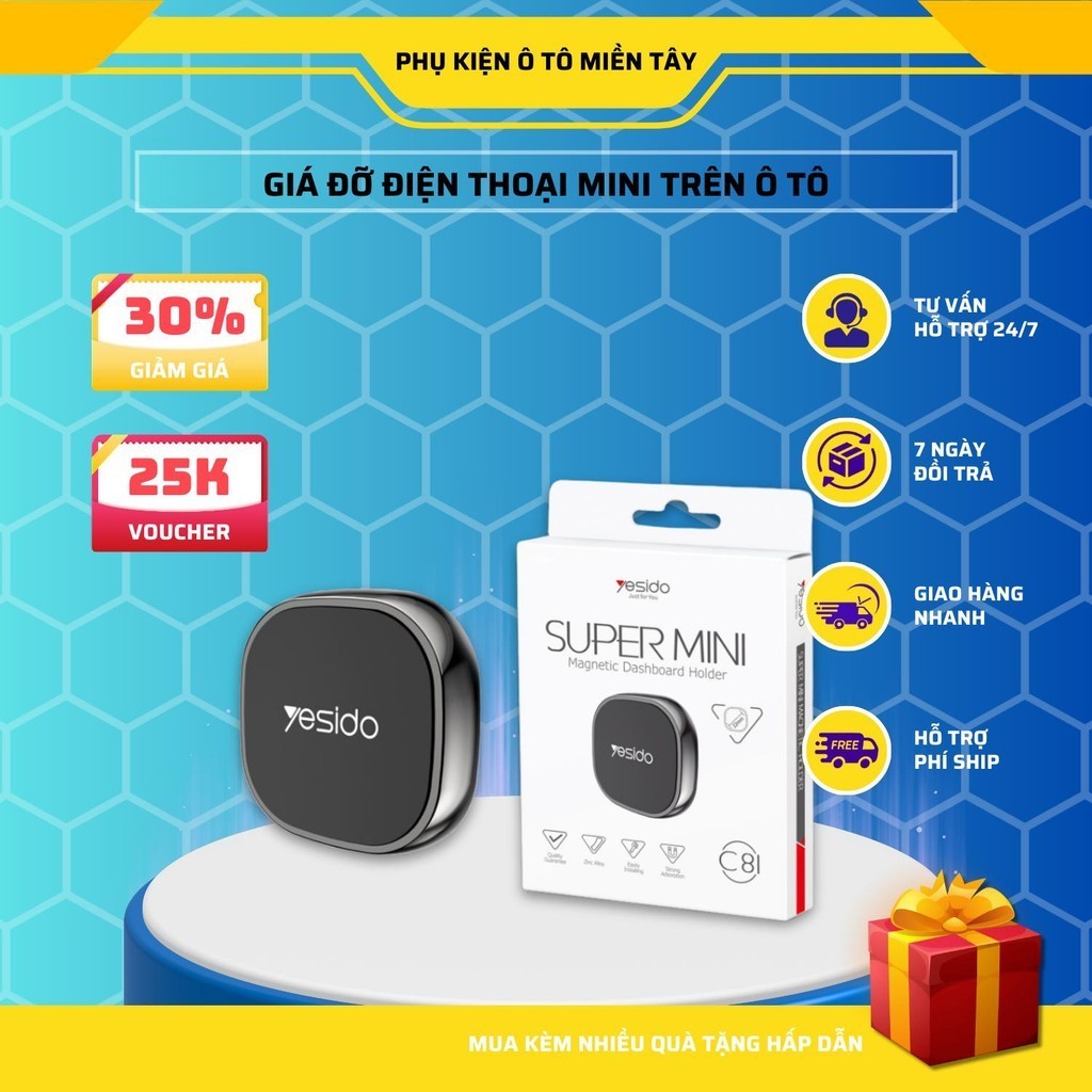 Giá Đỡ Điện Thoại Trên Ô Tô Mini Siêu Nhỏ Sử Dụng Nam Châm, Gắn Bàn Làm Việc Gia Đình YESIDO