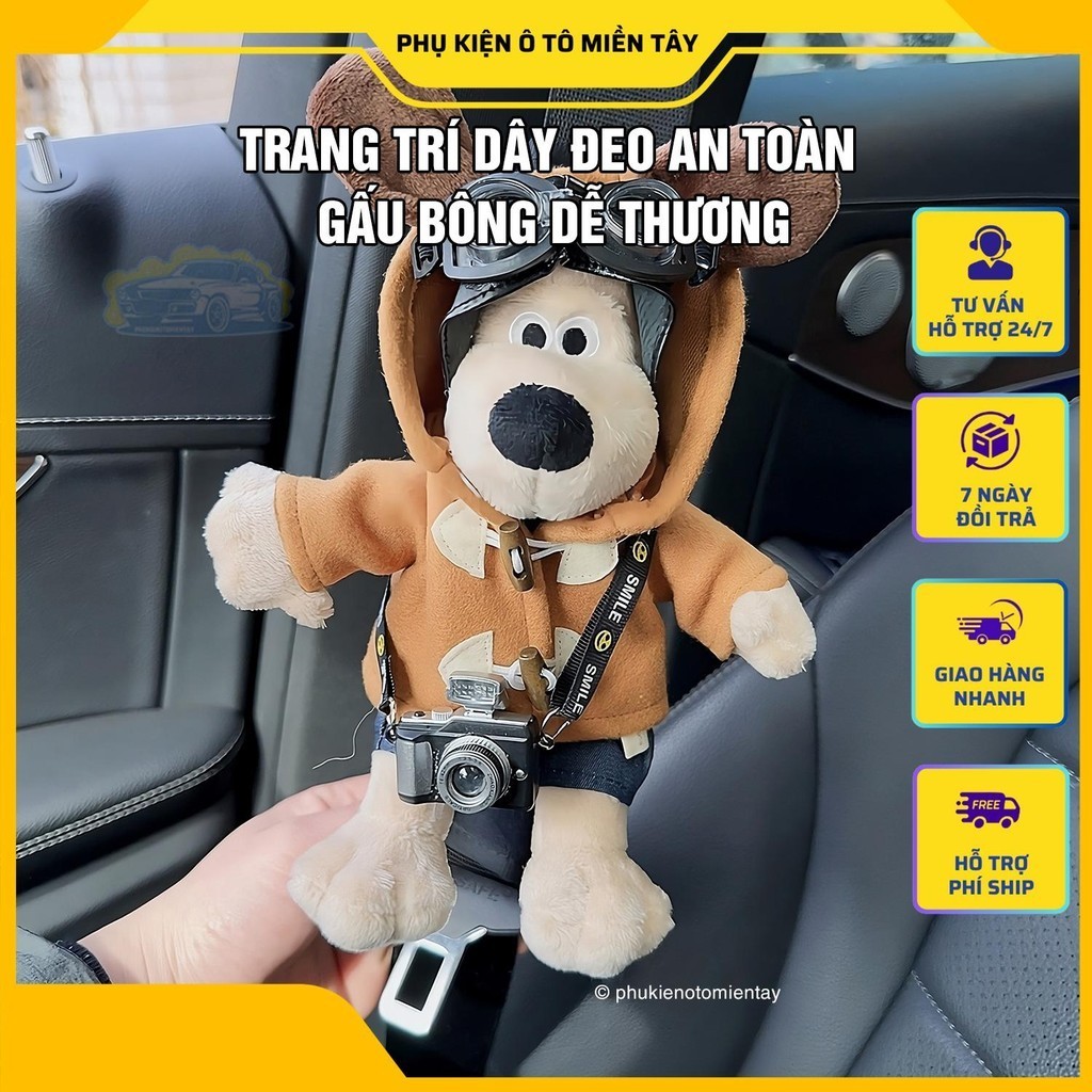 Trang Trí Ô Tô Bao Dây Đeo An Toàn Hình Gấu Bông Dễ Thương