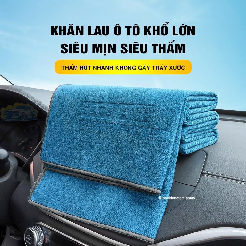 Khăn Lau Ô tô Cao Cấp Khổ Lớn Mềm Mịn Thấm Hút Tốt Lau Xe Lau Kính Nội Thất Ô tô Kích Thước Lớn 60 x 160 cm 2