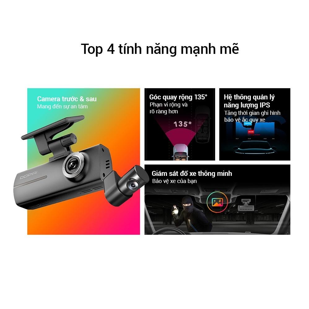 Camera Hành Trình Ô tô DDPAI N1 Dual 1296P Ghi Hình Trước Sau Chính Hãng Bảo Hành 12 Tháng, Hỗ Trợ Thẻ Nhớ 256GB 2