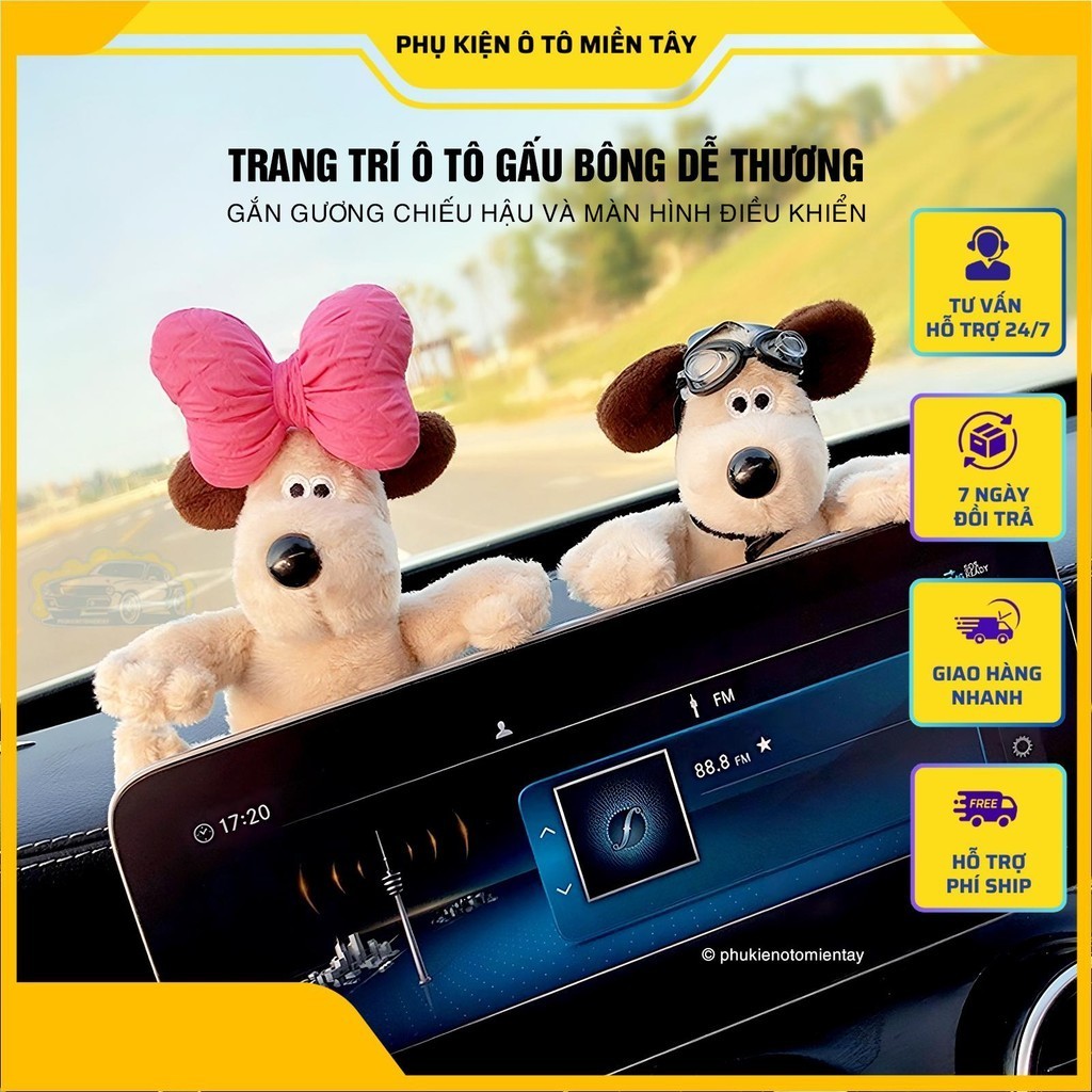 Trang Trí Ô tô Gấu Bông Hình Chú Chó Dễ Thương - Trang Trí Bàn Làm Việc, Gia Đình Nội Thất Xe Hơi