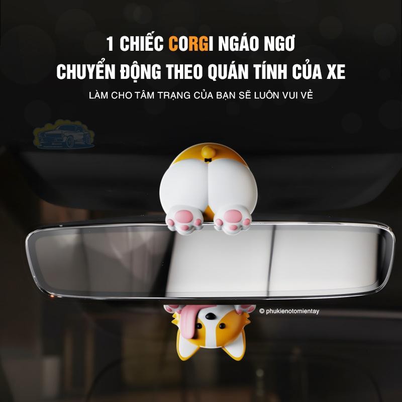 Mô Hình Trang Trí Ô Tô Chó Corgi Chuyển Động – Trang Trí Nội Thất Ô Tô Sáp Thơm Khuếch Tán Hương Thơm 2