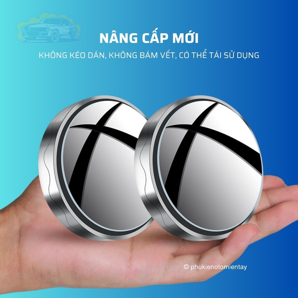 Bộ Gương Cầu Lồi Dán Gương Chiếu Hậu Mở Rộng Tầm Nhìn, Xóa Điểm Mù Xe Ô Tô 2