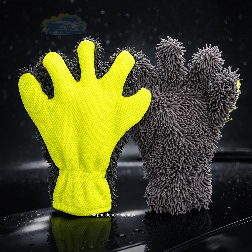 Găng Tay Rửa Xe Ô Tô Sang Trọng Chống Thấm Nước Khăn Lau Xe Ô Tô 2 Lớp Cao Su Bảo Vệ Tay Khi Rửa Xe 5