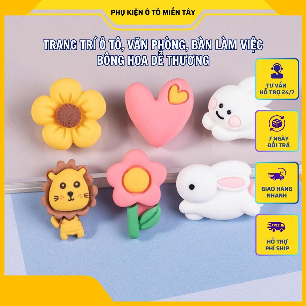 Trang Trí Ô tô Bàn Làm Việc Bông Hoa Dễ Thương Bộ 6 Con Tăng Tính Thẩm Mỹ Cho Không Gian