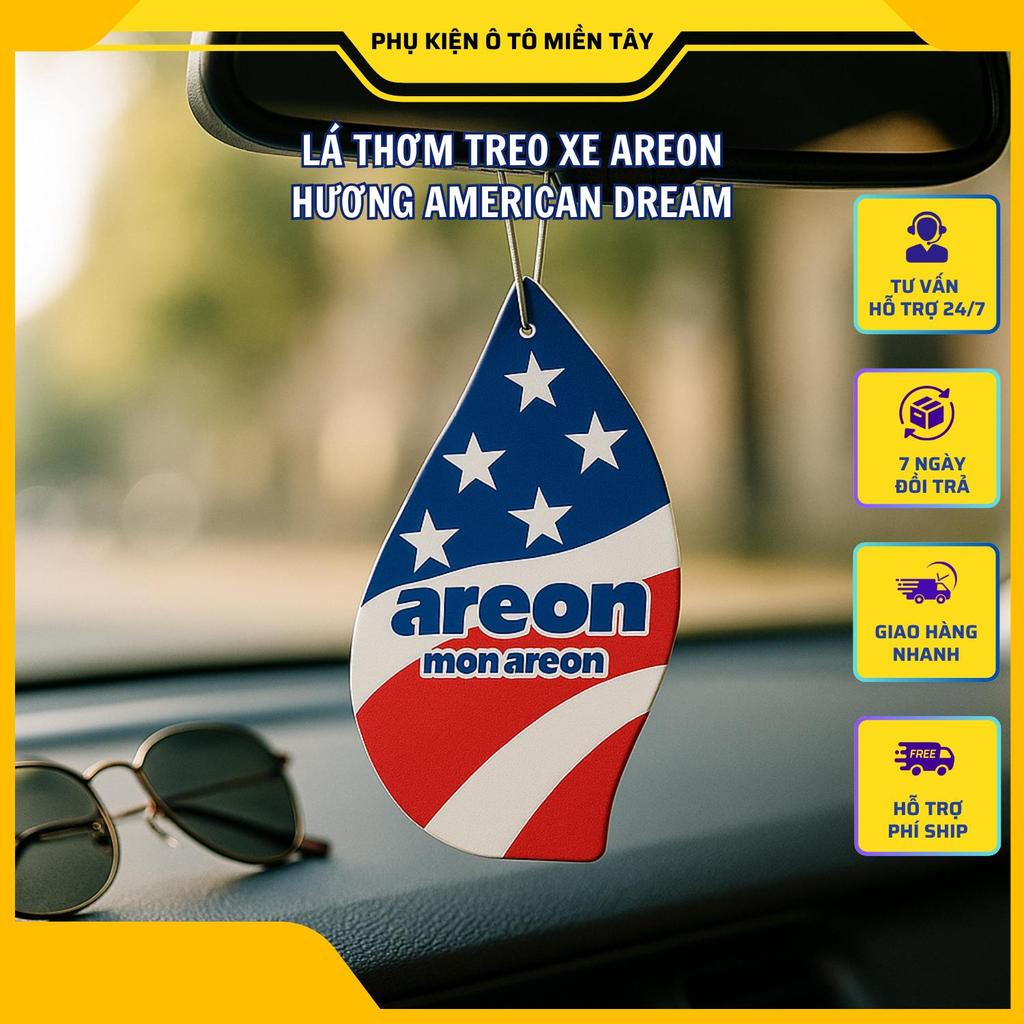 Areon Lá Thơm Treo Xe Ô tô Hương Thơm American Dream Lá Cờ Mỹ Tẩm Tinh Dầu Tạo Mùi Thơm Tự Nhiên Trong Xe