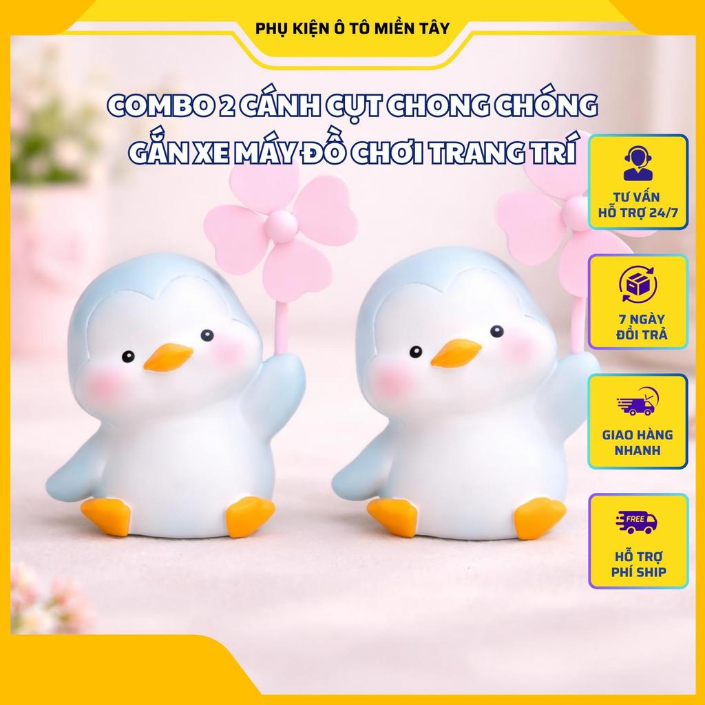 Combo 2 Cánh Cụt Chong Chóng Gắn Xe Máy Đồ Chơi Trang Trí Bàn Làm Việc Văn Phòng Siêu Dễ Thương Chất Liệu Nhựa Cao Cấp