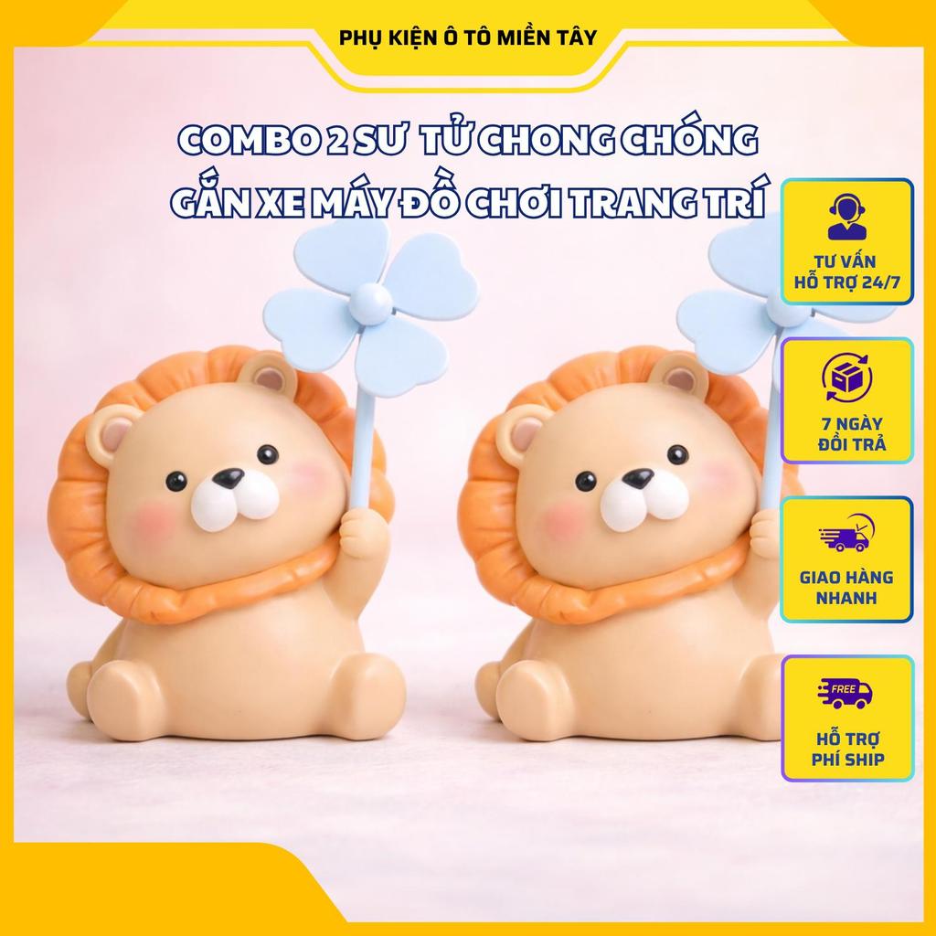 Combo 2 Sư Tử Chong Chóng Gắn Xe Máy Đồ Chơi Trang Trí Bàn Làm Việc Văn Phòng Siêu Dễ Thương Chất Liệu Nhựa Cao Cấp