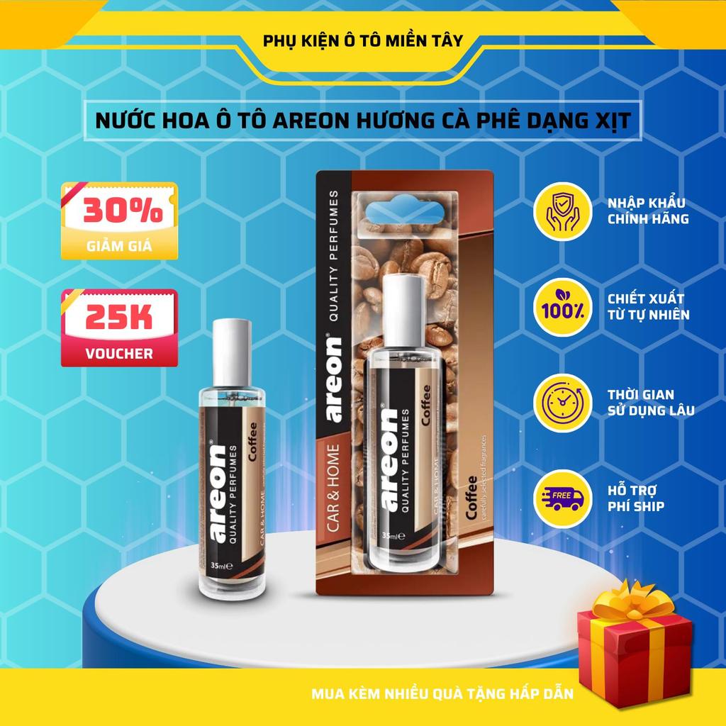 AREON Nước Hoa Ô Tô AREON Nhập Khẩu Bulgaria Hương Cà Phê Dạng Xịt 35ml Thơm Nhanh Khử Mùi Xe Hơi Chính Hãng 100%