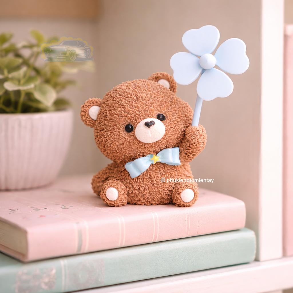 Gáu Nâu Chong Chóng Gắn Xe Máy Đồ Chơi Trang Trí Bàn Làm Việc Văn Phòng Siêu Dễ Thương Chất Liệu Nhựa Cao Cấp 2