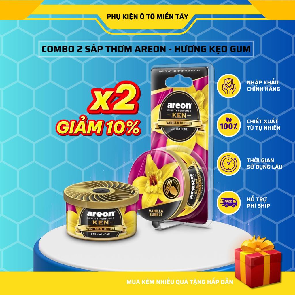 Combo 2 Sáp Thơm Areon Hương Vanilla Kẹo Gum Tự Nhiên Khử Mùi Xe Hơi Nhập Khẩu Chính Hãng