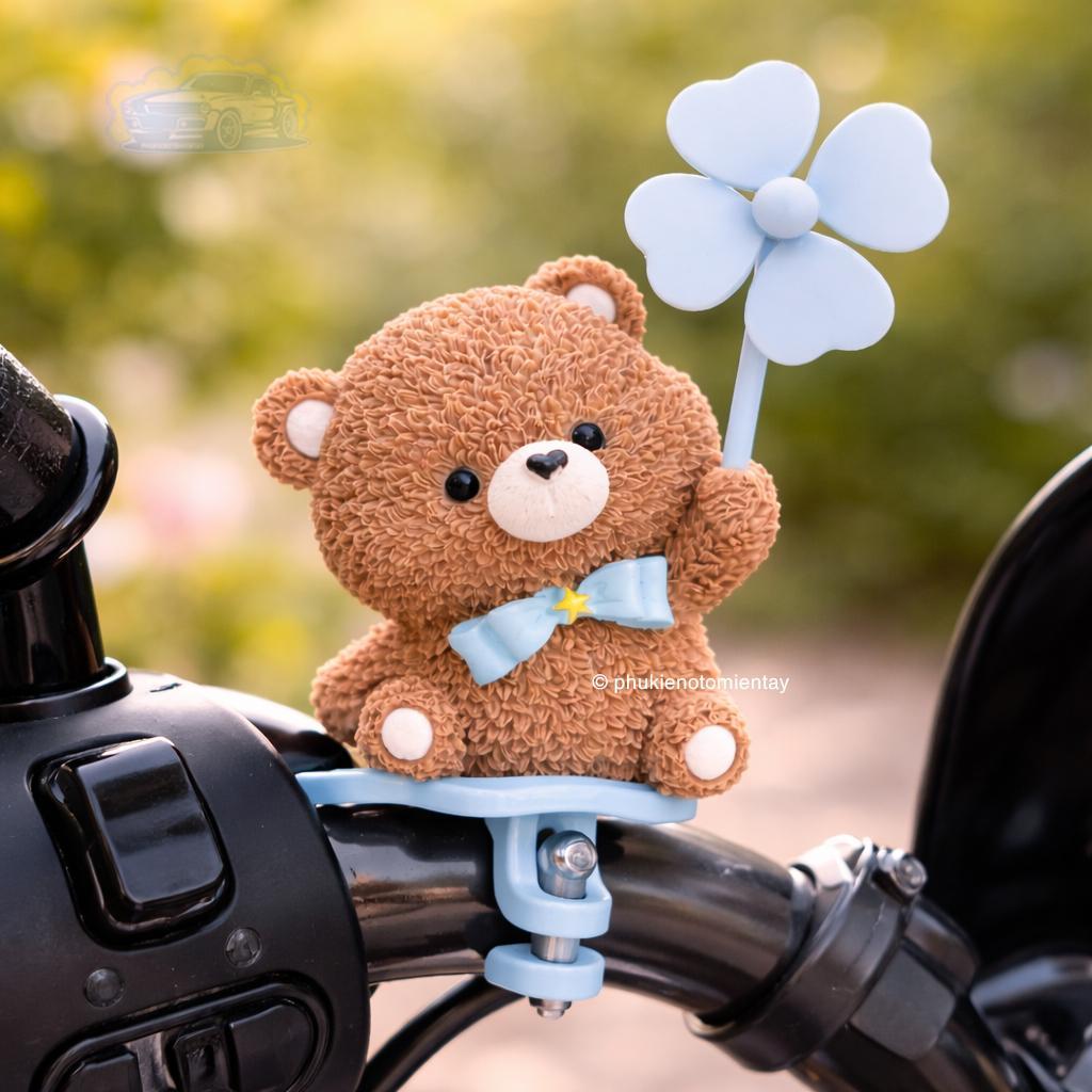 Gáu Nâu Chong Chóng Gắn Xe Máy Đồ Chơi Trang Trí Bàn Làm Việc Văn Phòng Siêu Dễ Thương Chất Liệu Nhựa Cao Cấp 3