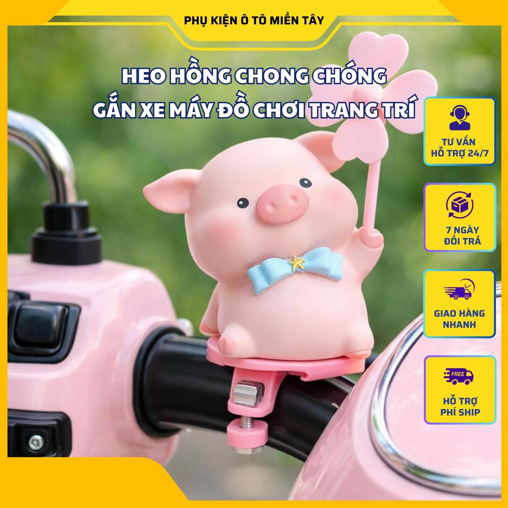 Heo Hồng Chong Chóng Gắn Xe Máy Đồ Chơi Trang Trí Bàn Làm Việc Văn Phòng Siêu Dễ Thương Chất Liệu Nhựa Cao Cấp