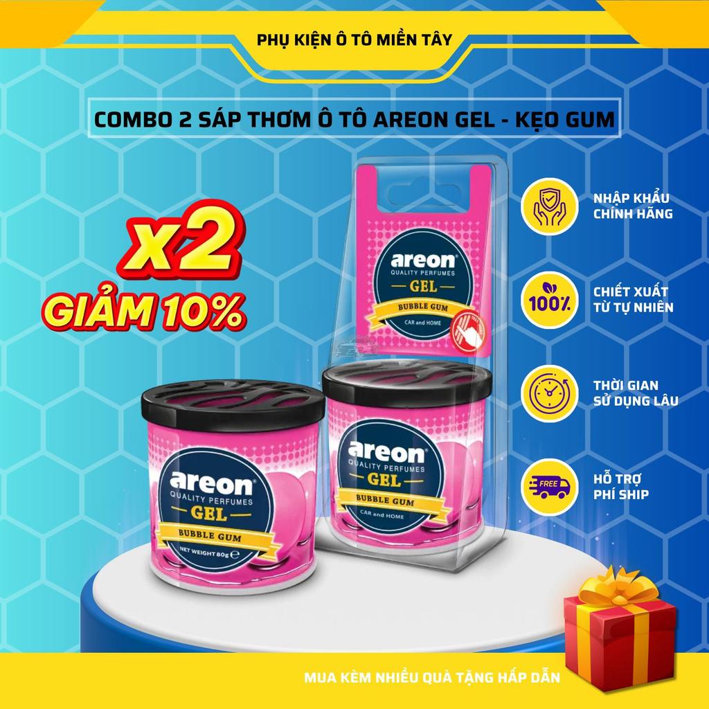 Combo 2 Sáp Thơm Areon GEL Hương Kẹo Gum Tự Nhiên Khử Mùi Xe Hơi Nhập Khẩu Chính Hãng