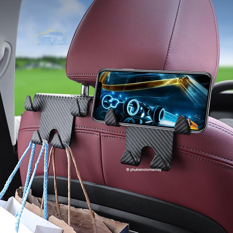 Combo 4 Cái Móc Treo Đồ Sau Ghế Ô Tô Xe Hơi & Giá Đỡ Điện Thoại Di Động Đa Năng Tiện Ích Tối Ưu Không Gian Tiện Lợi 5