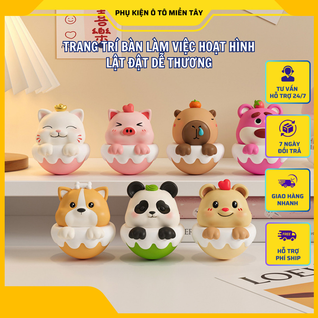 Trang Trí Bàn Làm Việc Hoạt Hình Con Lật Đật Dễ Thương Chuyển Động