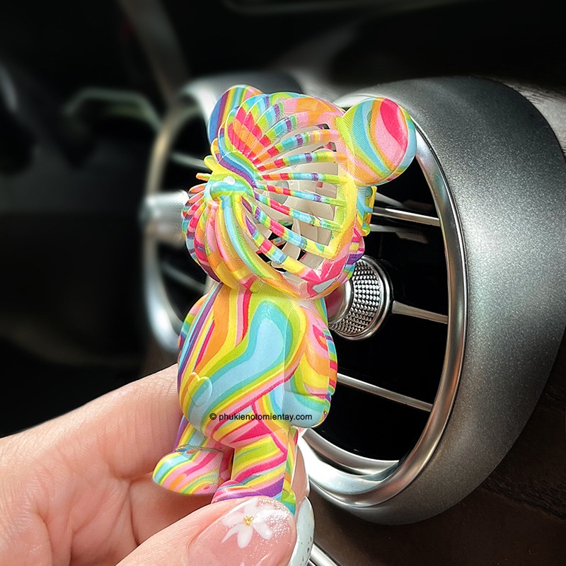 Sáp Thơm Ô Tô Kẹp Cửa Gió Điều Hòa Xe Hơi Mô Hình Gấu Dễ Thương Có Quạt Khuếch Tán Hương Thơm 3