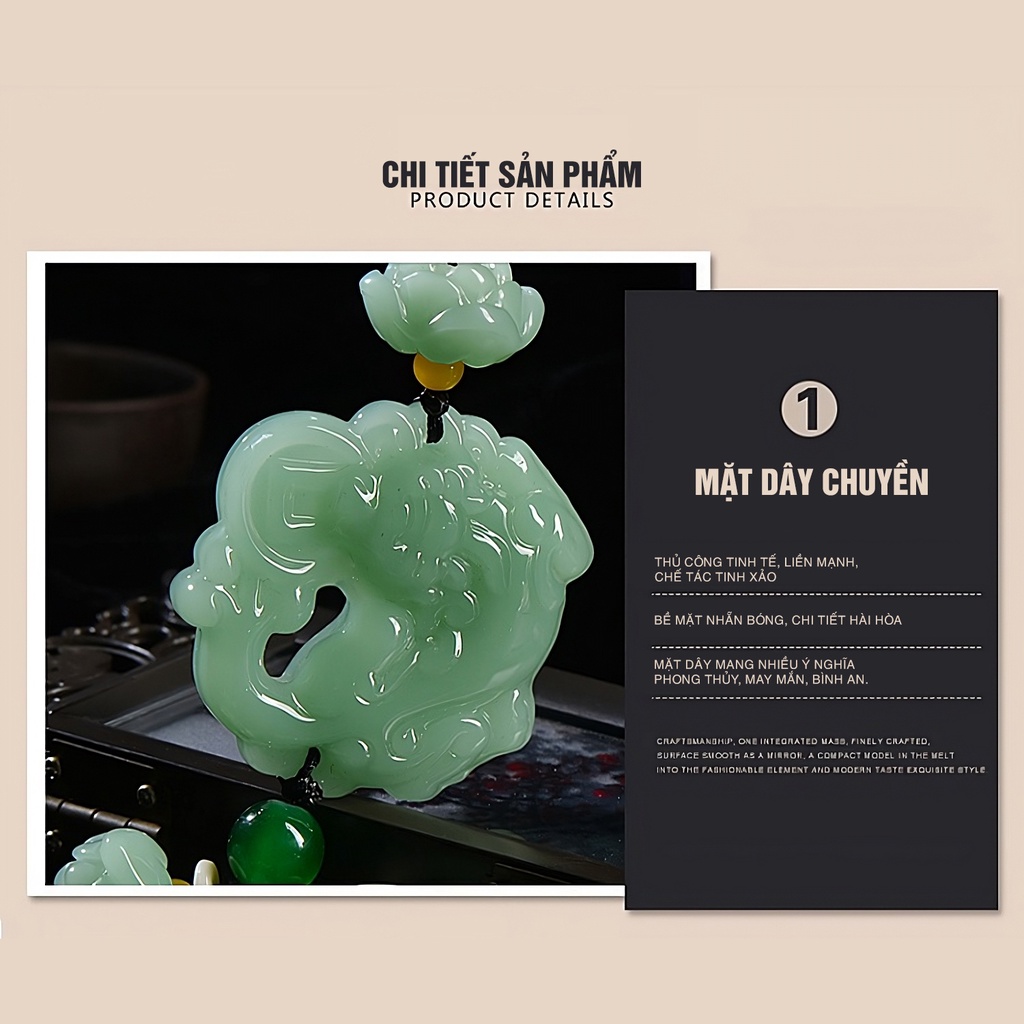 Dây treo trang trí ô tô mặt ngọc bằng pha lê tinh xảo 3