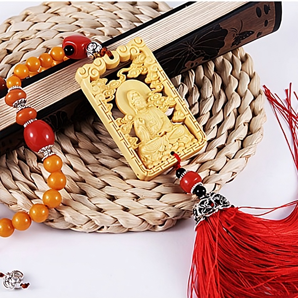 Dây Treo Trang Trí Ô tô Mặt Gỗ Khắc Rỗng, Hình Quan Âm Bồ Tát, Khánh Treo Xe Hơi Ô tô Phong Thủy 3