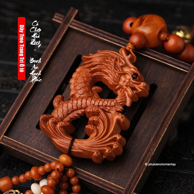 Dây Treo Trang Trí Ô tô Mặt Dây Chuyền Gỗ, Hình Rồng Tinh Xảo, Khánh Treo Xe Hơi Ô tô Phong Thủy 2