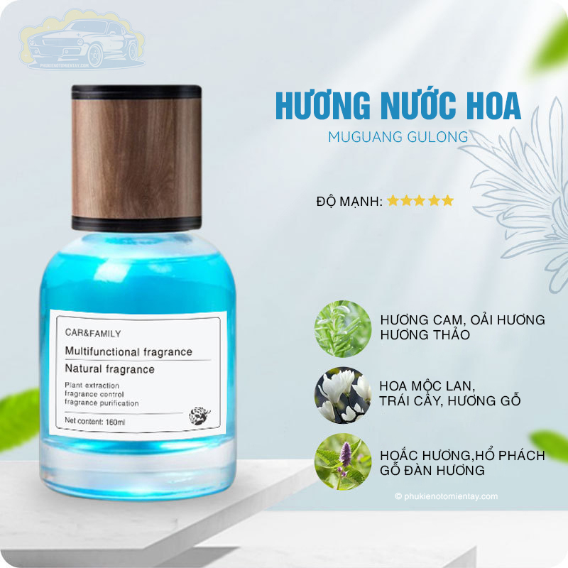 Nước Hoa Ô Tô Cao Cấp, Chuyên Dùng Cho Xe Hơi, Khử Mùi Trang Trí Ô tô Chai Lớn 160ml,  4 Mùi Hương 5