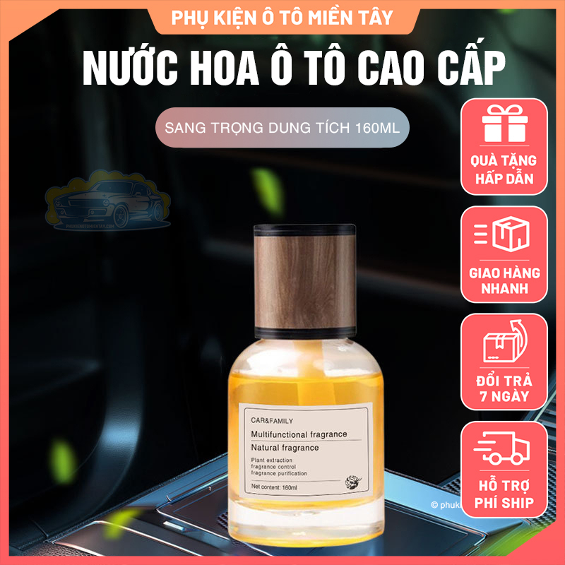 Nước Hoa Ô Tô Cao Cấp, Chuyên Dùng Cho Xe Hơi, Khử Mùi Trang Trí Ô tô Chai Lớn 160ml,  4 Mùi Hương
