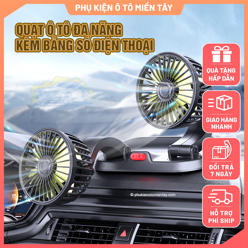 Quạt Ô tô Đa Năng Kèm Bảng Số Điện Thoại, Tạo Gió Tự Nhiên, Làm Mát Ô tô, Dùng Cho Nhiều Loại Xe 2