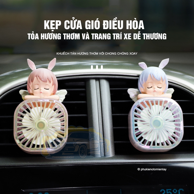 Sáp Thơm Ô Tô Kẹp Cửa Gió Điều Hòa Xe Hơi Mô Hình Thiên Thần Dễ Thương Có Quạt Khuếch Tán Hương Thơm 3