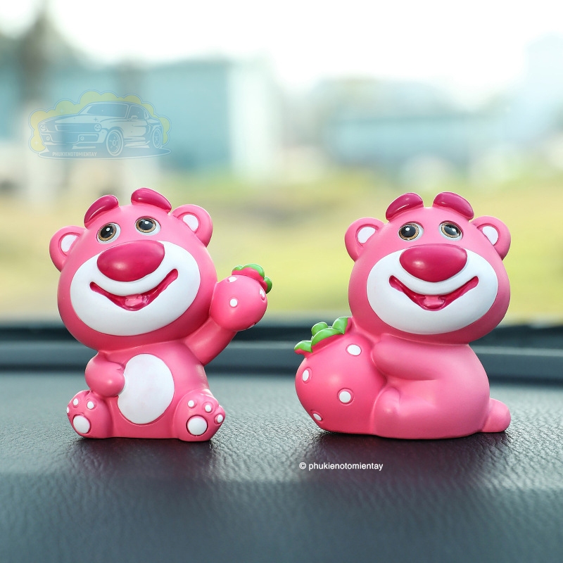 Bộ Tượng Gấu Dâu Hoạt Hình Dễ Thương Trang Trí Ô tô Bàn Làm Việc 3