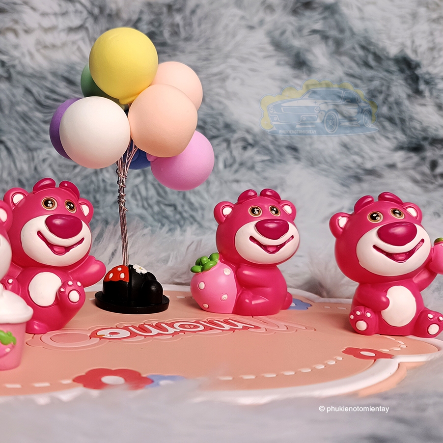 Bộ Tượng Gấu Dâu Hoạt Hình Dễ Thương Trang Trí Ô tô Bàn Làm Việc 5