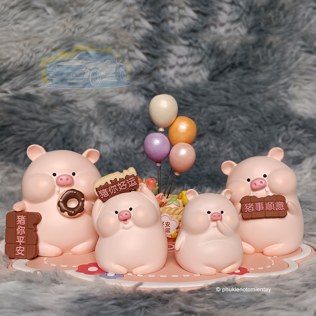Bộ Tượng Heo Hồng Dễ Thương Trang Trí Xe Hơi và Bàn Làm Việc 3