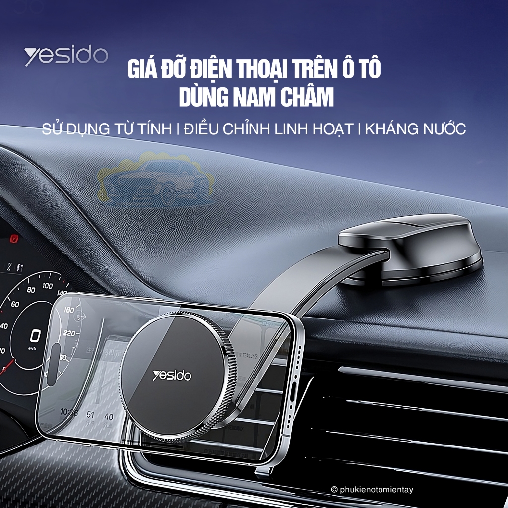 Giá Đỡ Điện Thoại Trên Ô tô Sử Dụng Nam Châm, Xoay 360 Nhiều Góc Độ, Đàn Hồi, Dễ Sử Dụng YESIDO 2