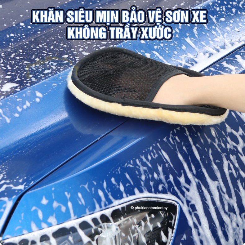 Khăn Lau Ô Tô  Bao Tay Đa Năng Bằng Nhung, Mềm Mịn Thấm Hút Tốt 2