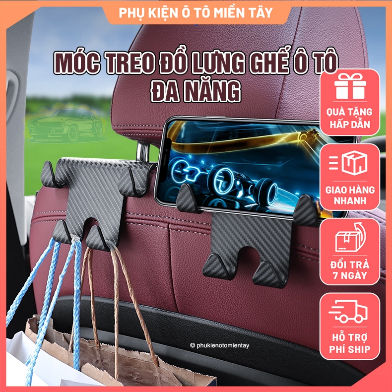 Móc Treo Đồ Sau Ghế Ô Tô Xe Hơi và Giá Đỡ Điện Thoại Di Động Đa Năng 2