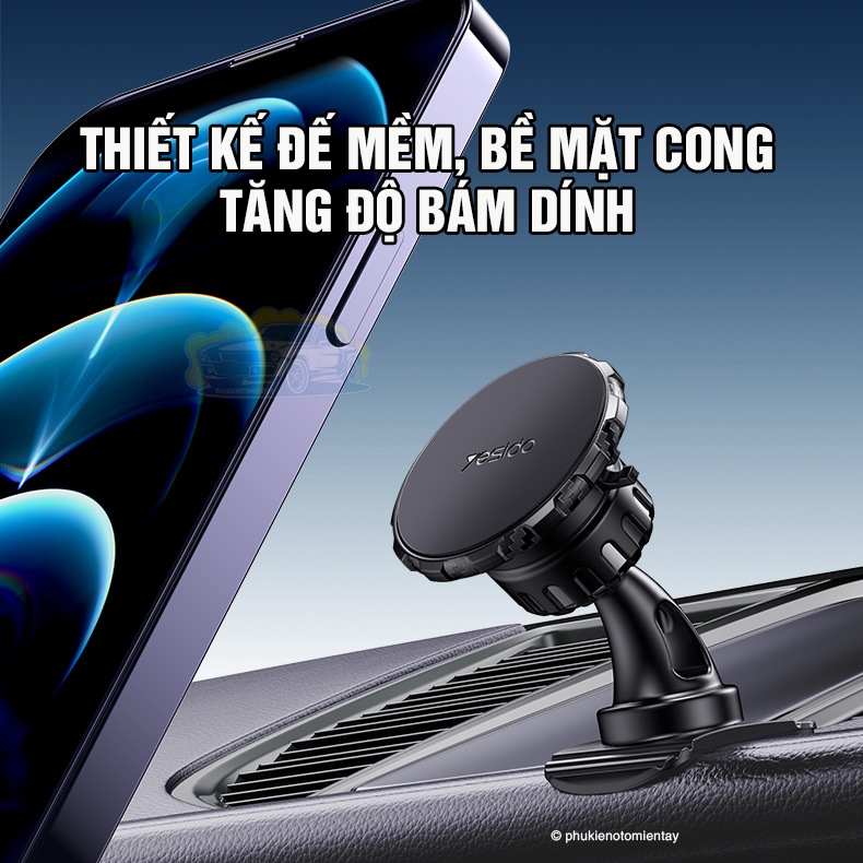 Giá Đỡ Điện Thoại Trên Ô tô Sử Dụng Nam Châm, Xoay 360 Nhiều Góc Độ, Nhỏ Gọn, Dễ Sử Dụng YESIDO 4