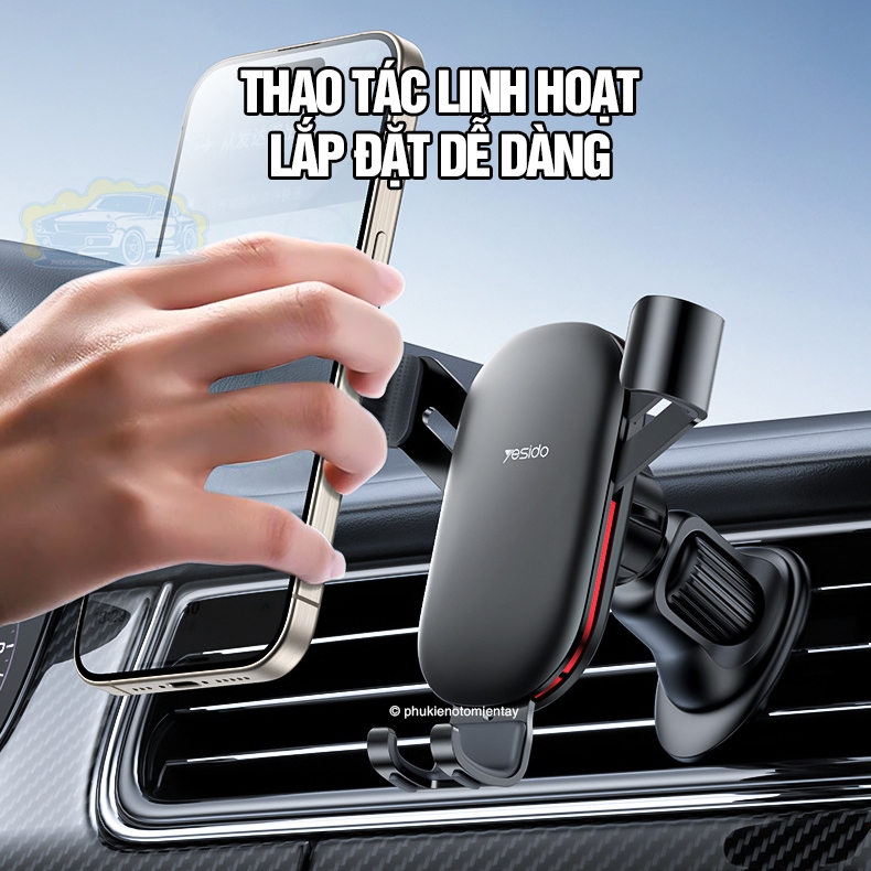 Giá Đỡ Điện Thoại, Kẹp Điện Thoại Trên Ô tô Dùng Trọng Lực, Kẹp Cửa Gió Điều Hòa, Dễ Sử Dụng YESIDO 3