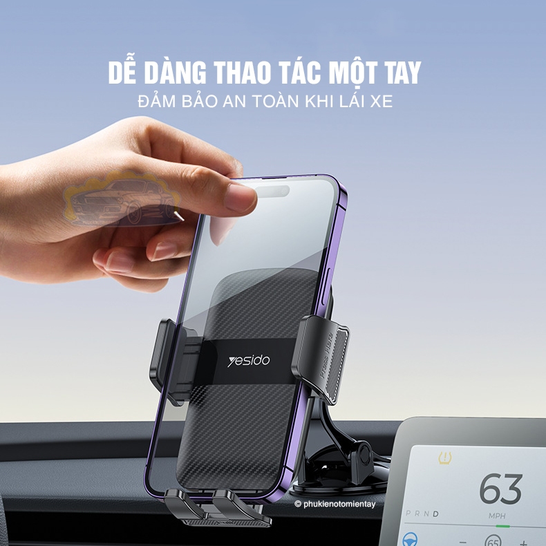 Giá Đỡ Điện Thoại Kẹp Điện Thoại Trên Ô tô, Dán bảng điều khiển, táp lô, Cửa Kính Dễ Sử Dụng YESIDO 3