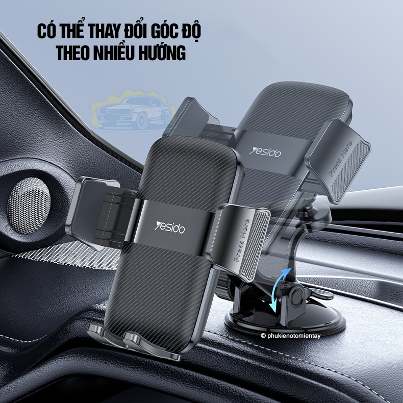 Giá Đỡ Điện Thoại Kẹp Điện Thoại Trên Ô tô, Dán bảng điều khiển, táp lô, Cửa Kính Dễ Sử Dụng YESIDO 2