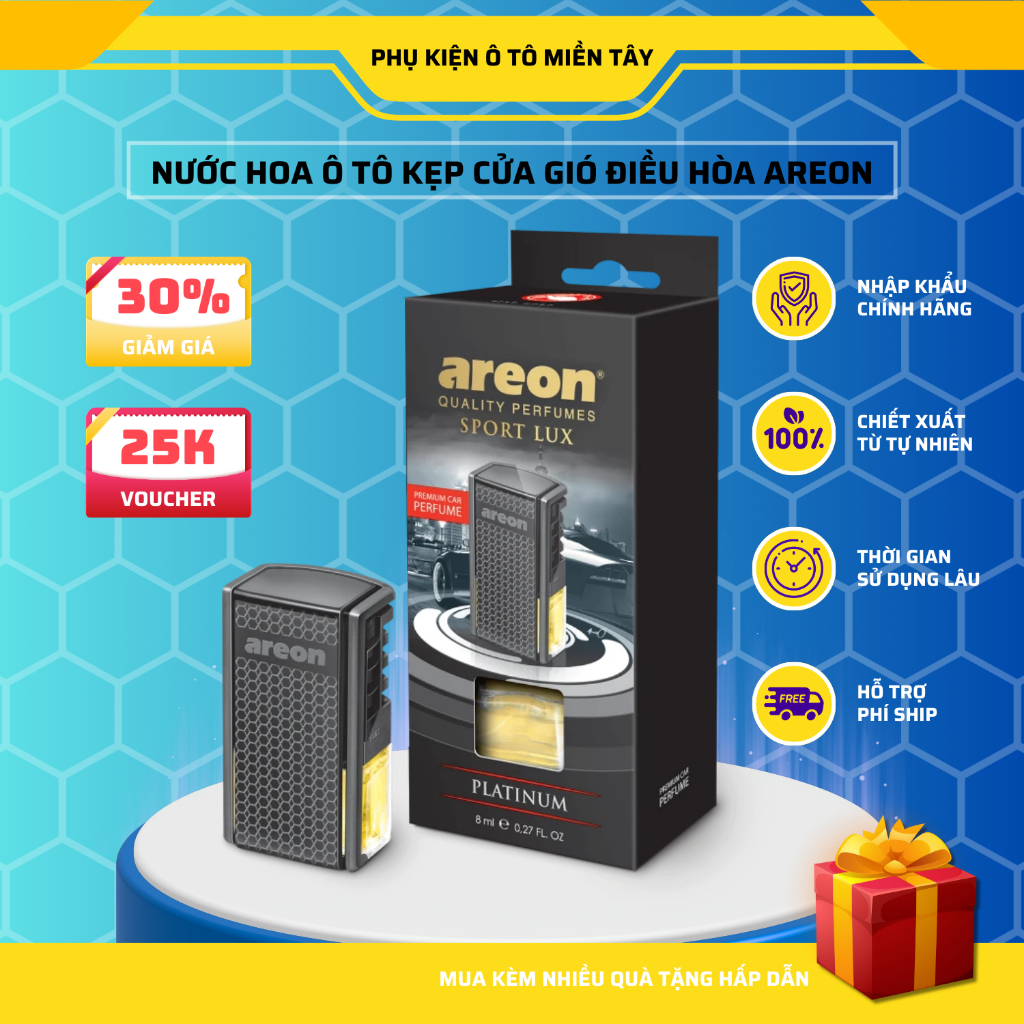 Nước Hoa Ô tô Areon Kẹp Cửa Gió Điều Hòa Nhập Khẩu Bulgaria, Thơm Nhanh, Khử Mùi Xe Hơi