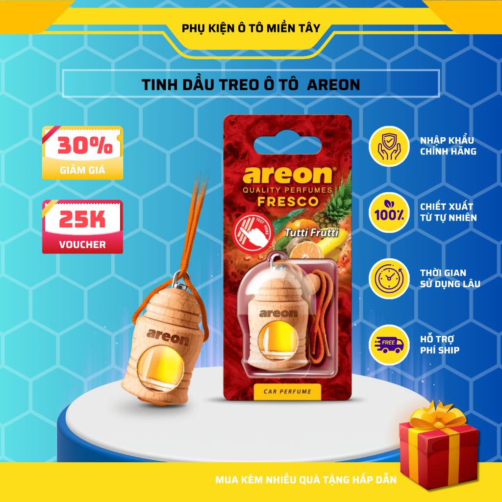 Tinh Dầu Treo Ô Tô Areon,  Chính Hãng Nhập Khẩu Bulgaria, Khử Mùi, Trang Trí Xe Hơi