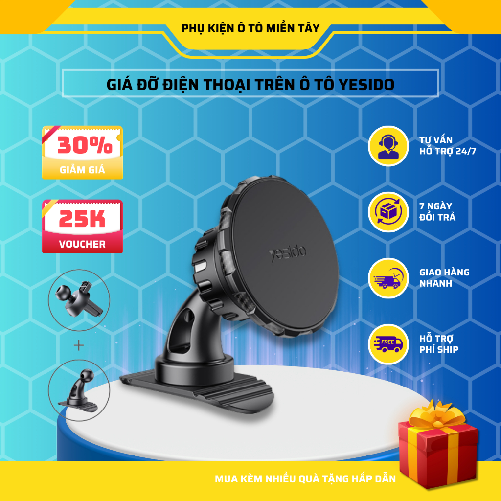 Giá Đỡ Điện Thoại Trên Ô tô Sử Dụng Nam Châm, Xoay 360 Nhiều Góc Độ, Nhỏ Gọn, Dễ Sử Dụng YESIDO