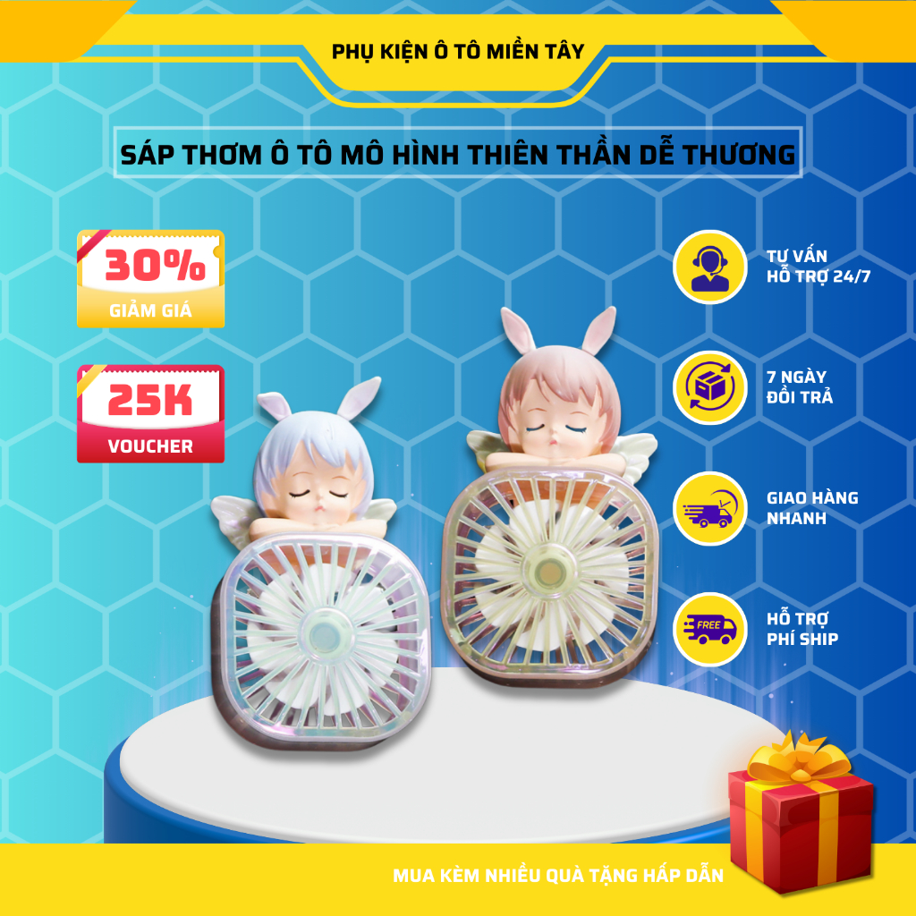 Sáp Thơm Ô Tô Kẹp Cửa Gió Điều Hòa Xe Hơi Mô Hình Thiên Thần Dễ Thương Có Quạt Khuếch Tán Hương Thơm